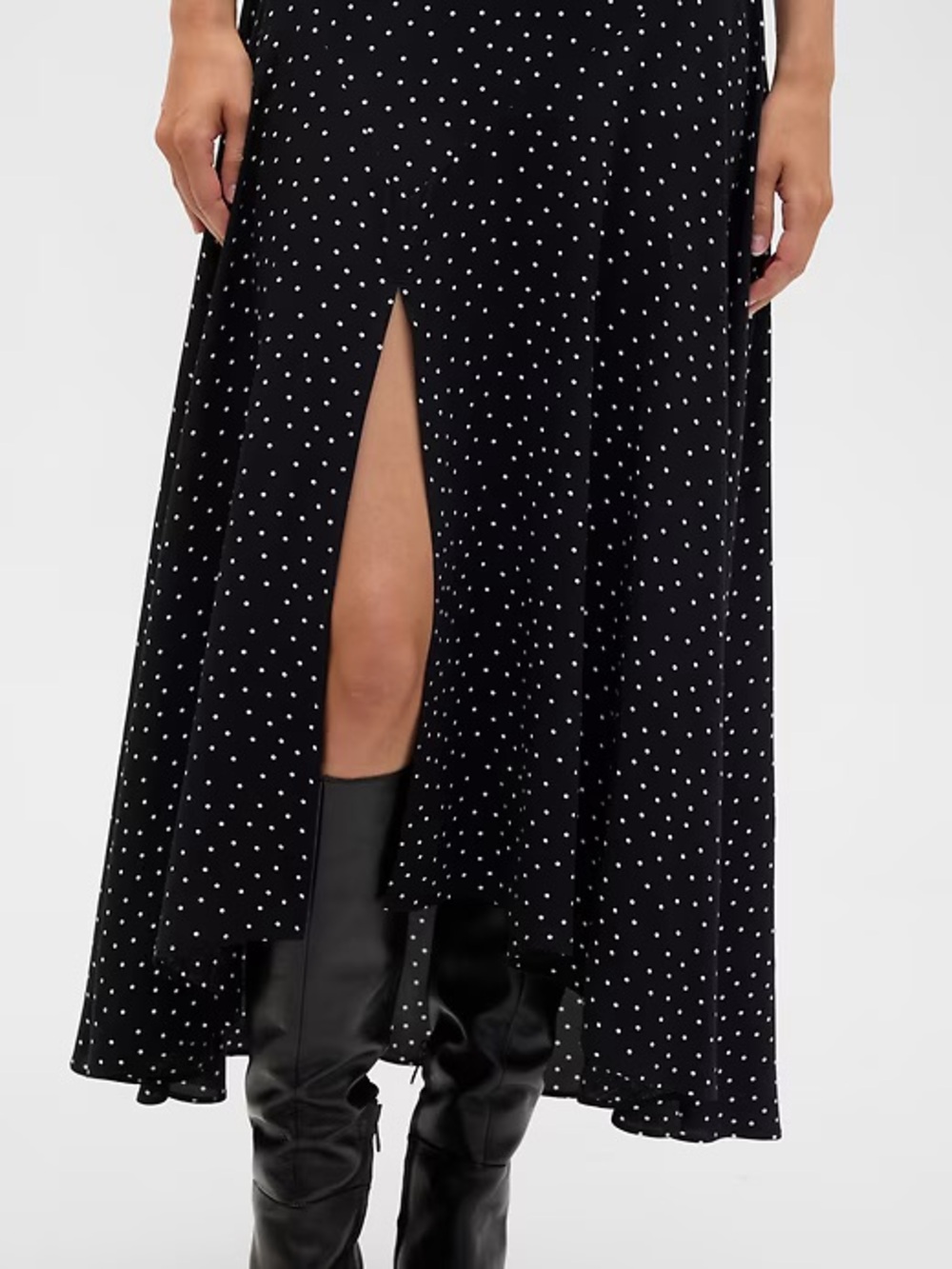 GAP Black Polka Dot Seamed Midi Skirt - Size XS